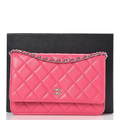 Chanel Lambskin Quilted Wallet On Chain WOC Pink 9 of 9