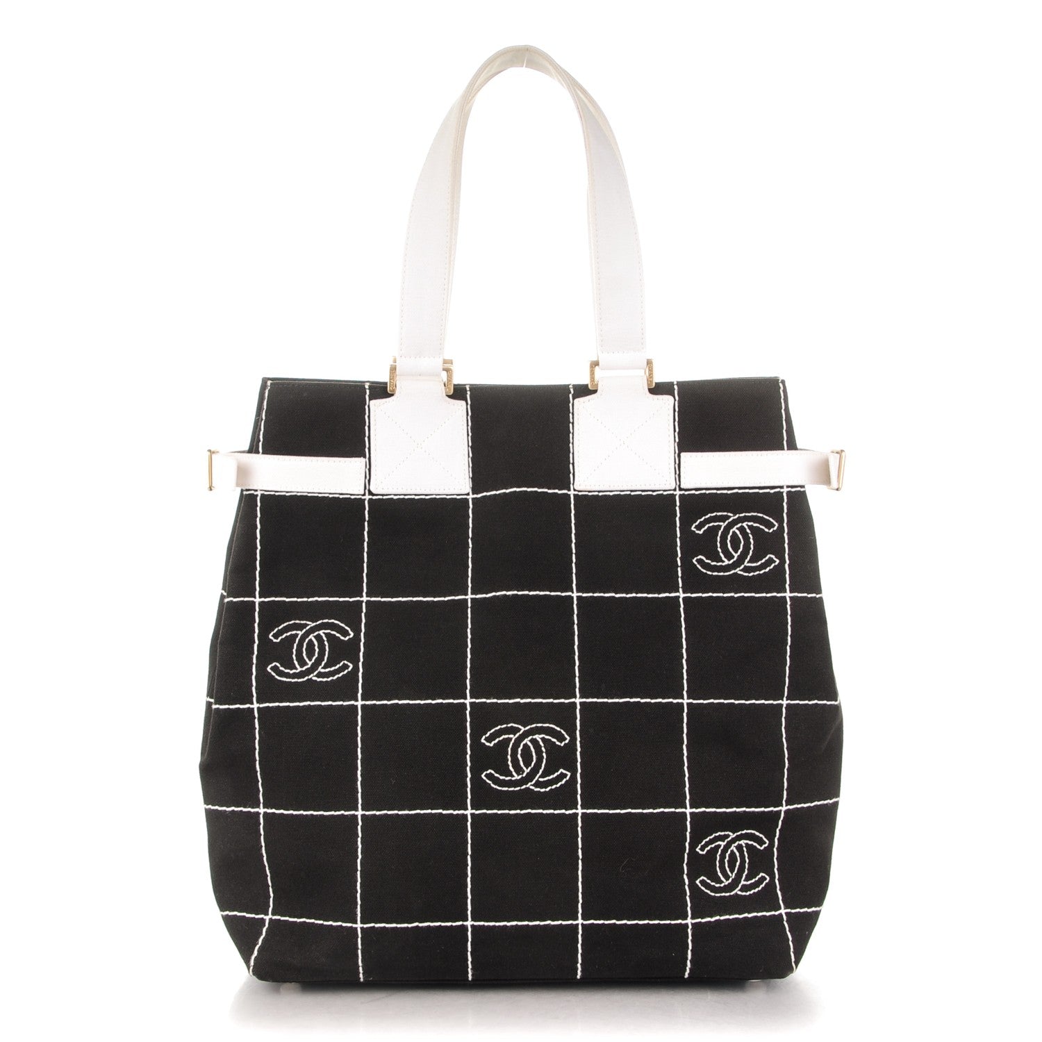 Chanel Canvas Square Stitched CC Tote Black 1 of 9