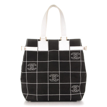 Chanel Canvas Square Stitched CC Tote Black 1 of 9