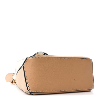 Loewe Calfskin Mini Woven Puzzle Bag Beige White 4 of 9