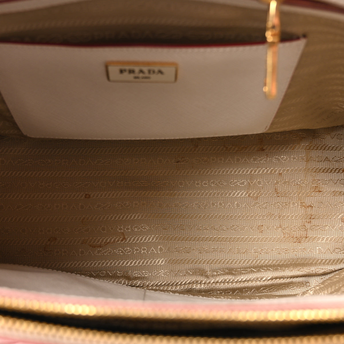 Saffiano Lux Colorblock Medium Galleria Double Zip Tote Fuoco Talco