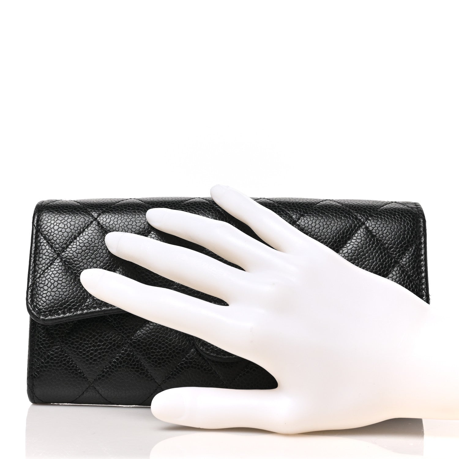 Chanel Caviar Quilted Large Gusset Flap Wallet Black 2 of 7