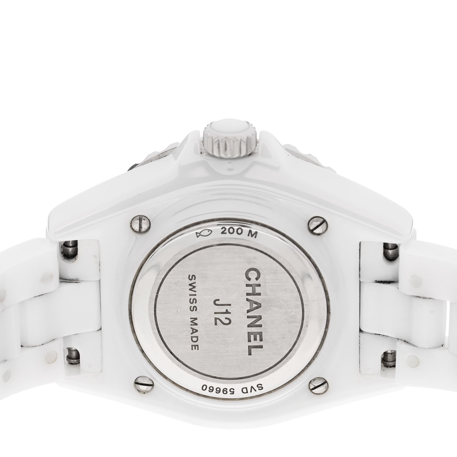 Chanel Stainless Steel Ceramic Diamond 33mm J12 Quartz Watch White 4 of 5