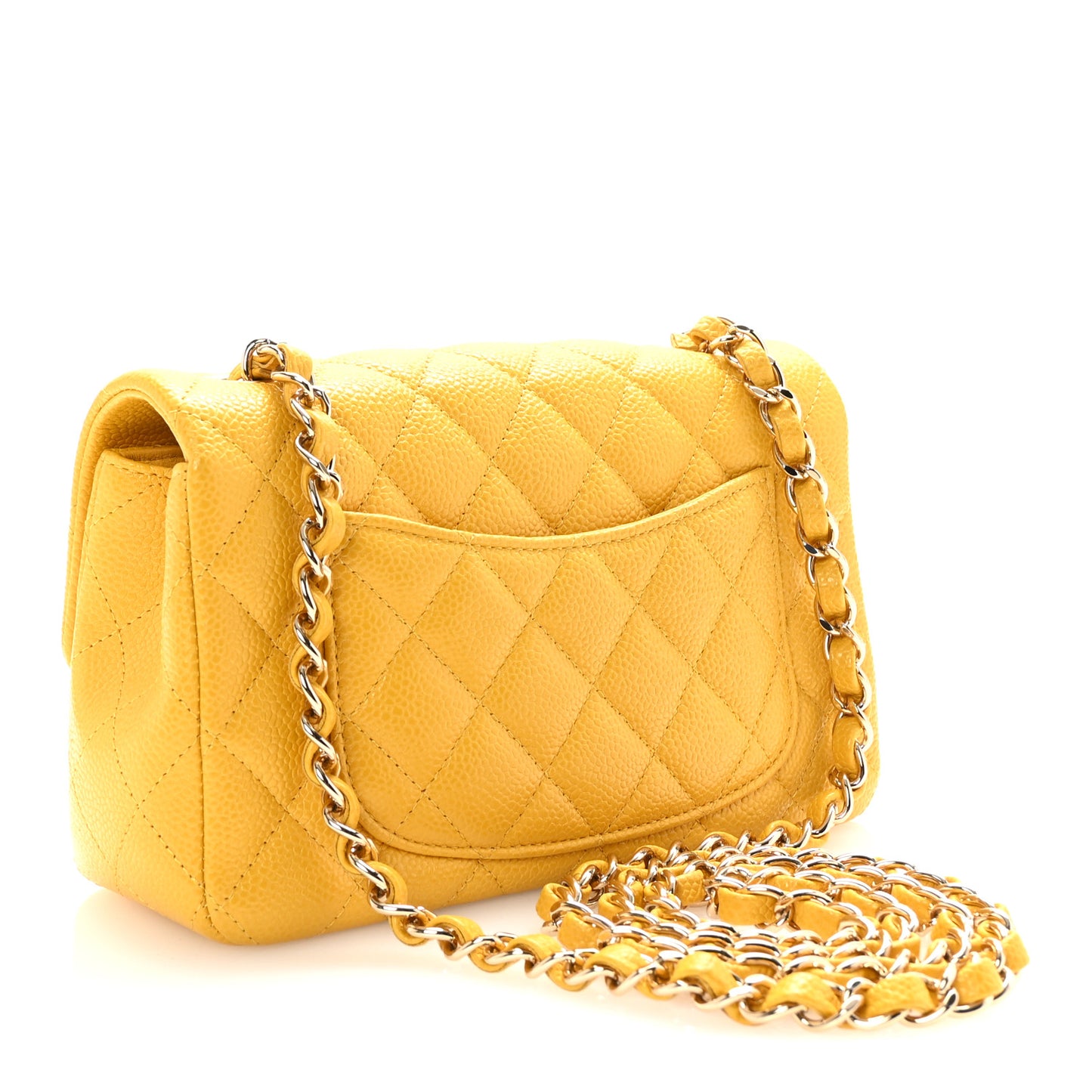 Caviar Quilted Mini Rectangular Flap Yellow
