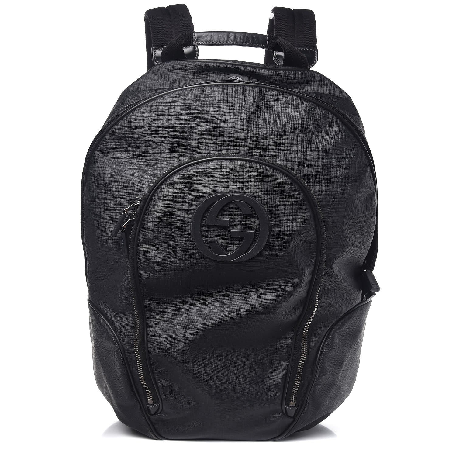 Gucci Coated Canvas Interlocking G Travel Backpack Black 1 of 8