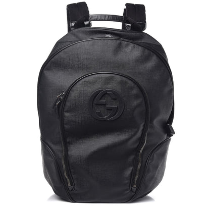 Gucci Coated Canvas Interlocking G Travel Backpack Black 1 of 8