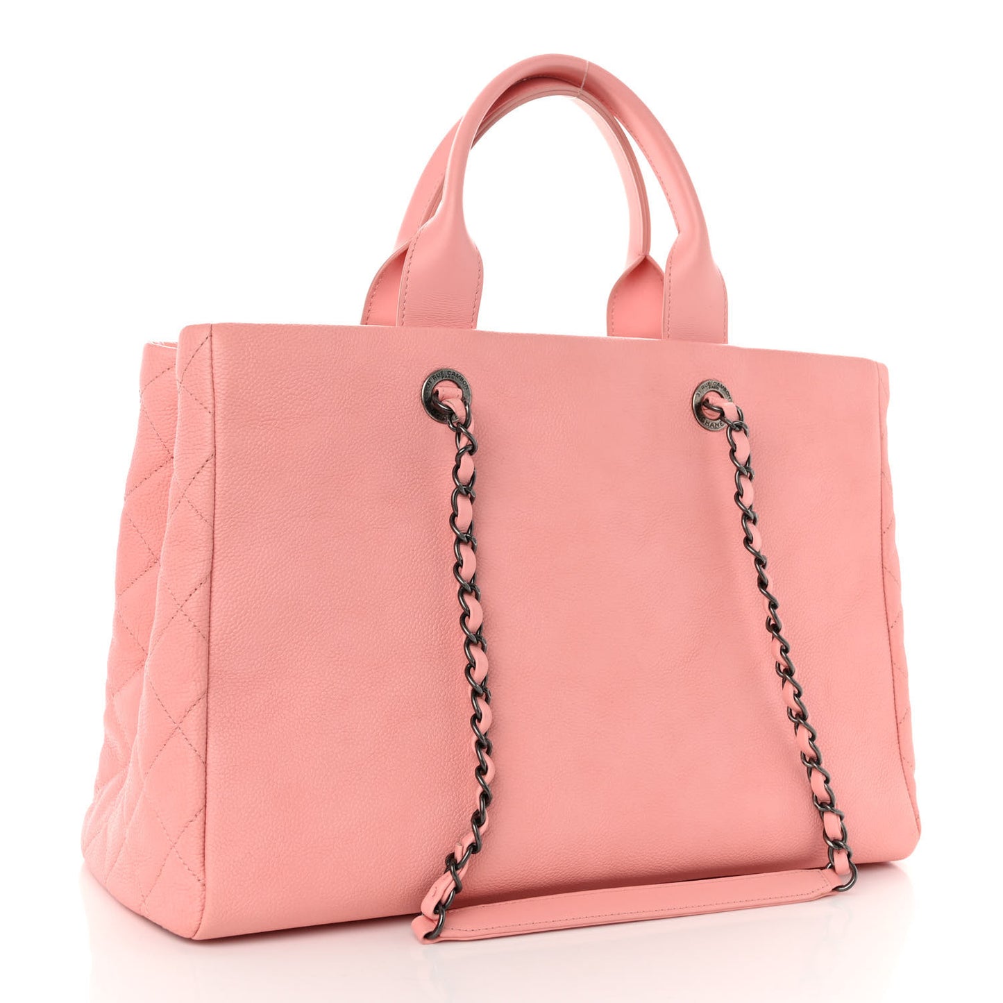 Caviar Lambskin Quilted Large Coco Break Shopping Bag Pink