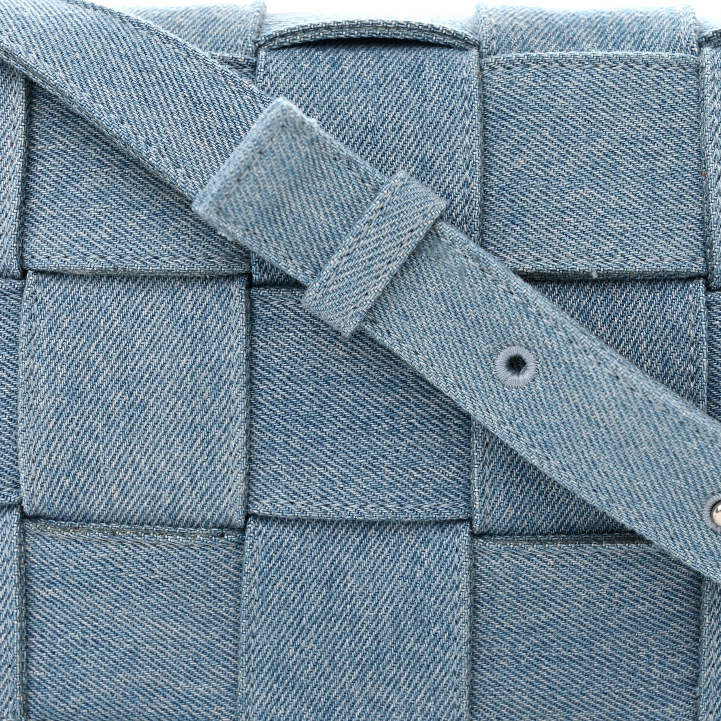 Denim Maxi Intrecciato Cassette Crossbody Bag Washed Indigo