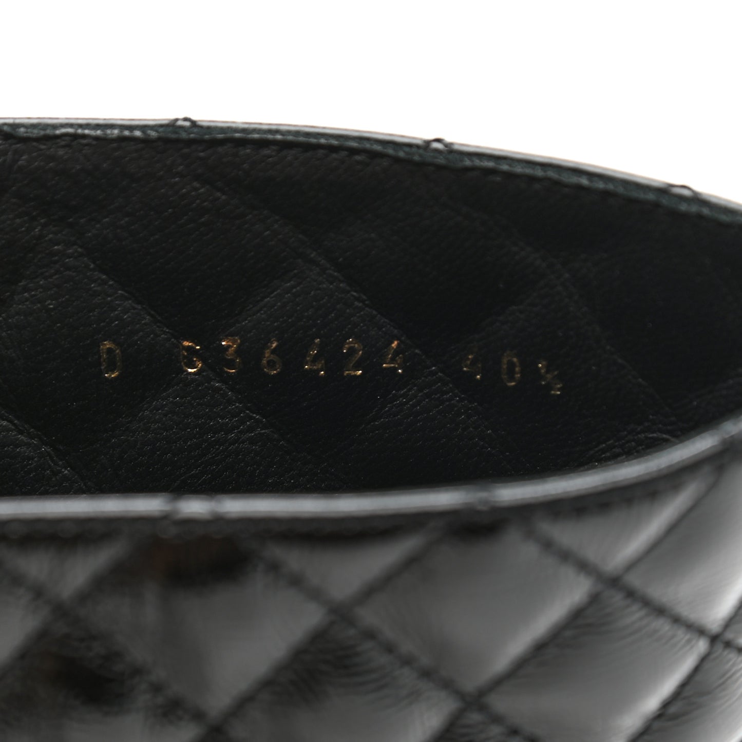 Shiny Calfskin Quilted Lace Up Combat Boots 40.5 Black