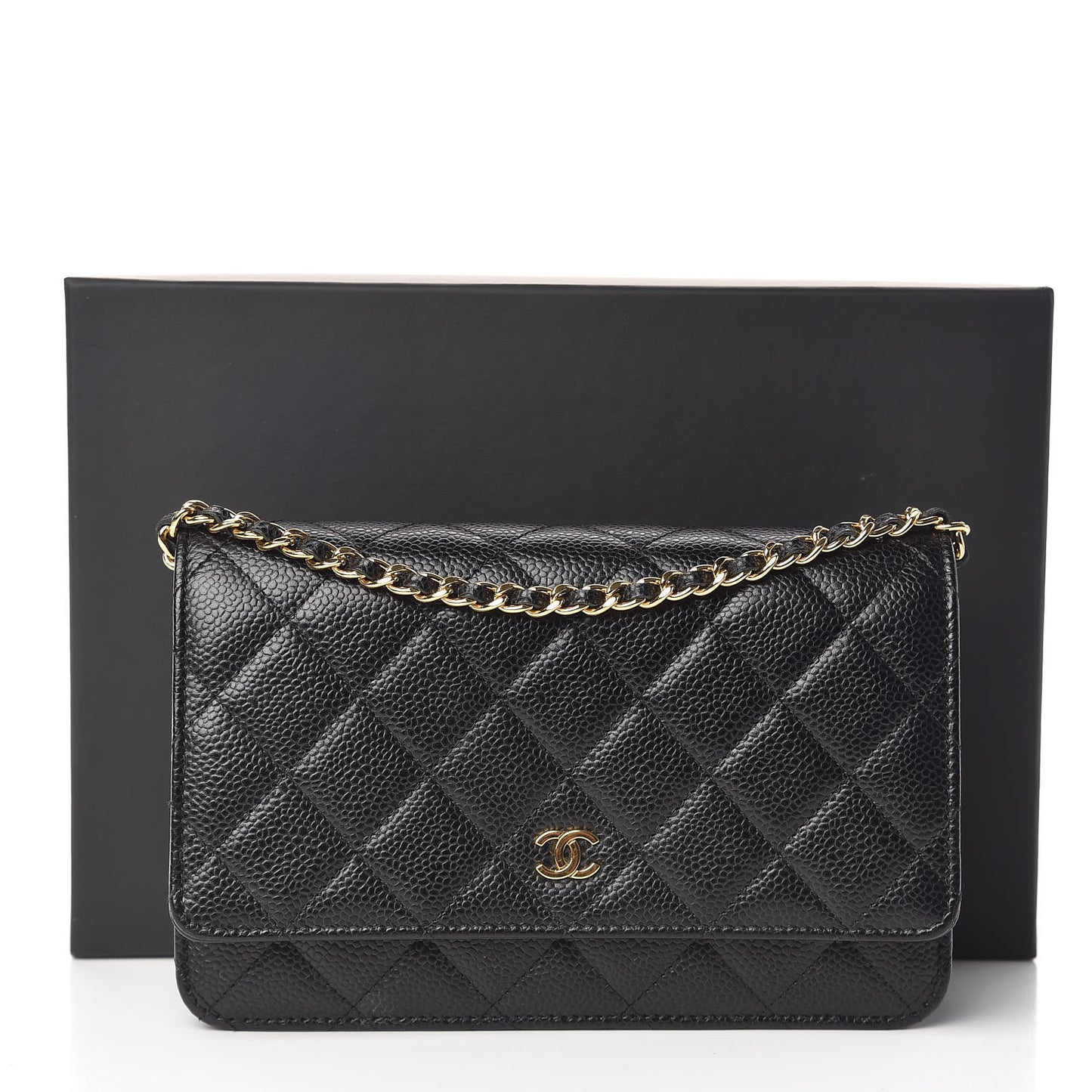 Caviar Quilted Wallet On Chain WOC Black