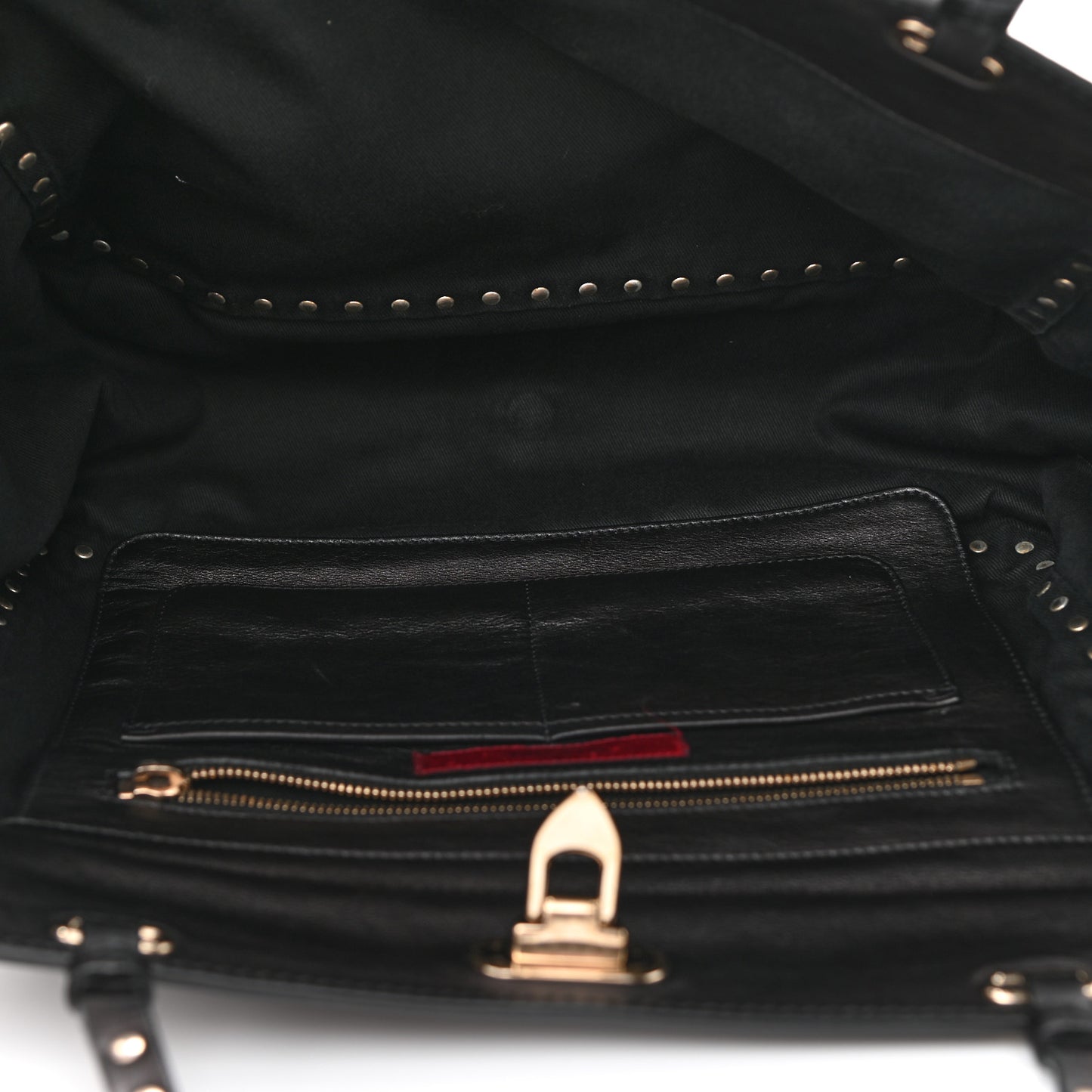 Vitello Medium Rockstud Tote Black