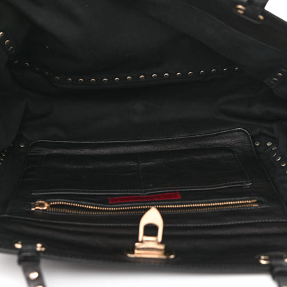 Valentino Garavani Vitello Medium Rockstud Tote Black 5 of 9