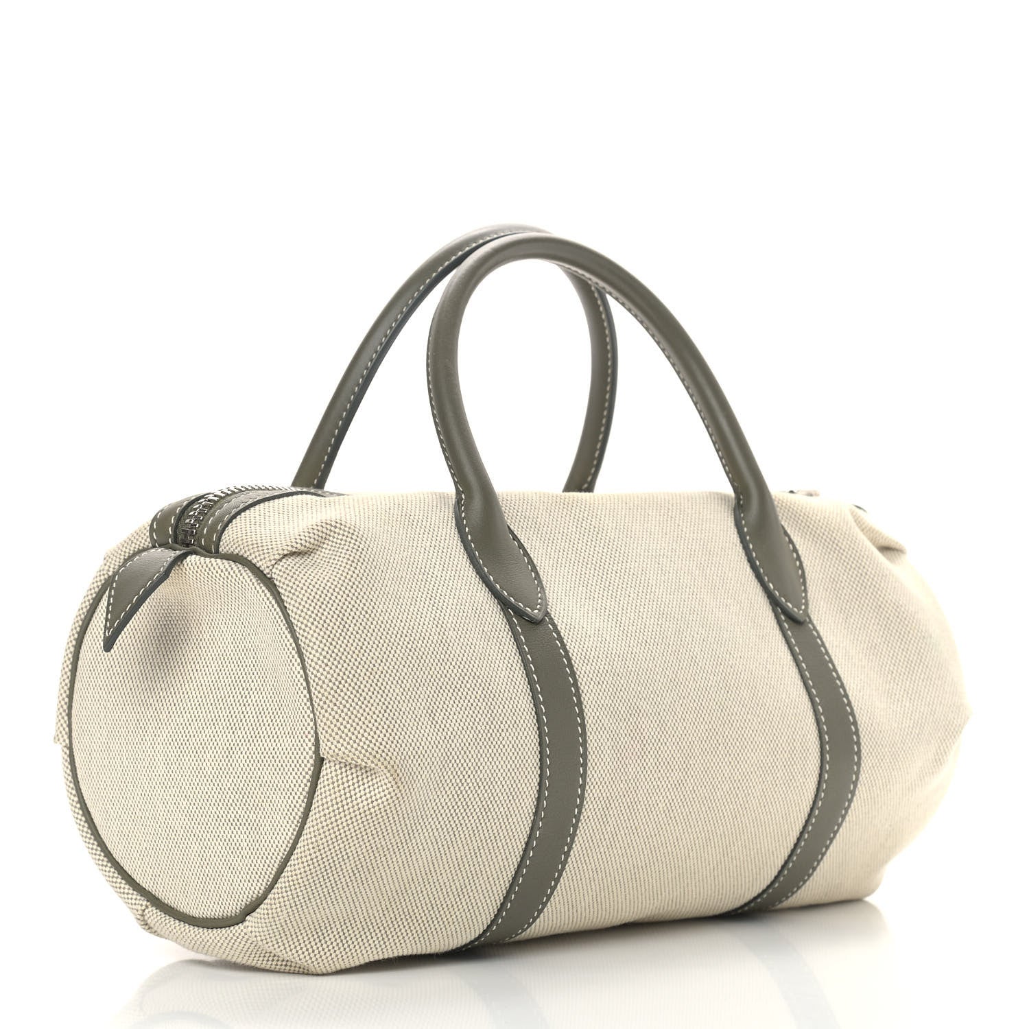 Hermes Toile Natural Barenia Polochon Mademoiselle Bag 2 of 8