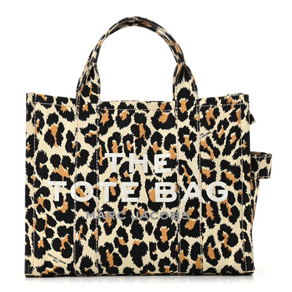 Marc Jacobs Cotton Canvas Leopard Print Medium The Traveler Tote Bag 1 of 14