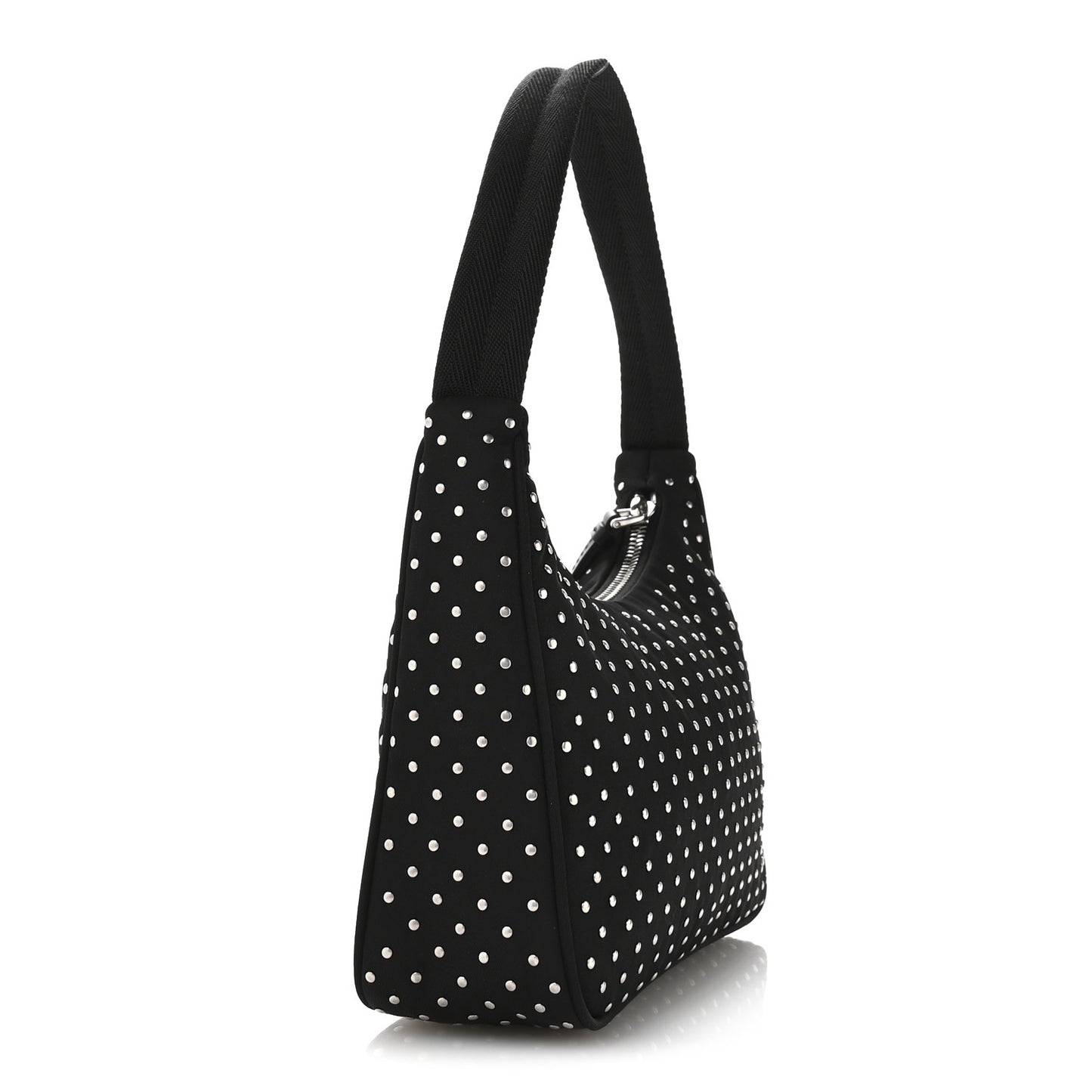 Tessuto Nylon Studded Mini Re-Edition Bag Black