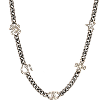 Chanel Crystal CC Lucky Symbols Choker Necklace Silver 1 of 5