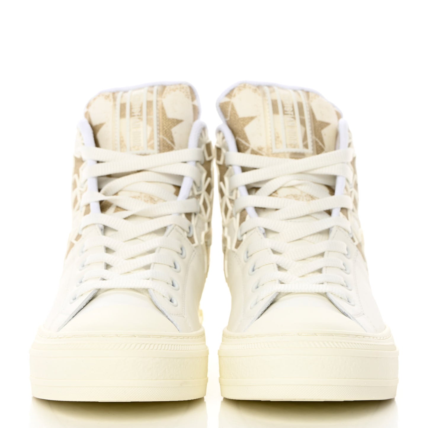 Canvas Embroidered Womens Walk'n' Dior Star High Top Sneakers 36.5 White Gold
