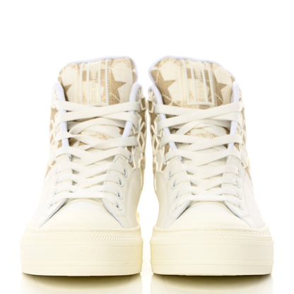 Christian Dior Canvas Embroidered Womens Walk'n' Dior Star High Top Sneakers 36.5 White Gold 4 of 18