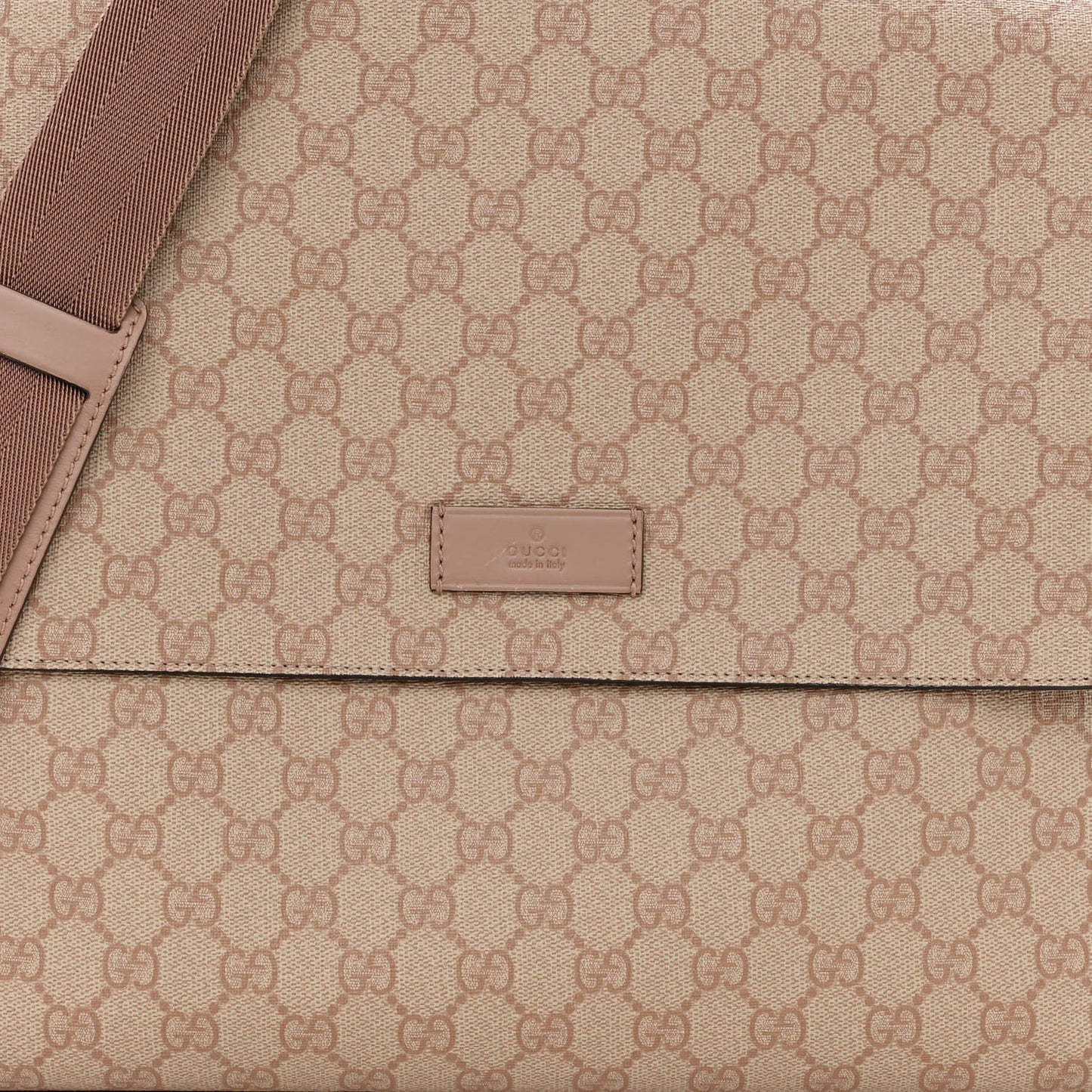 GG Supreme Monogram Messenger Diaper Bag Beige