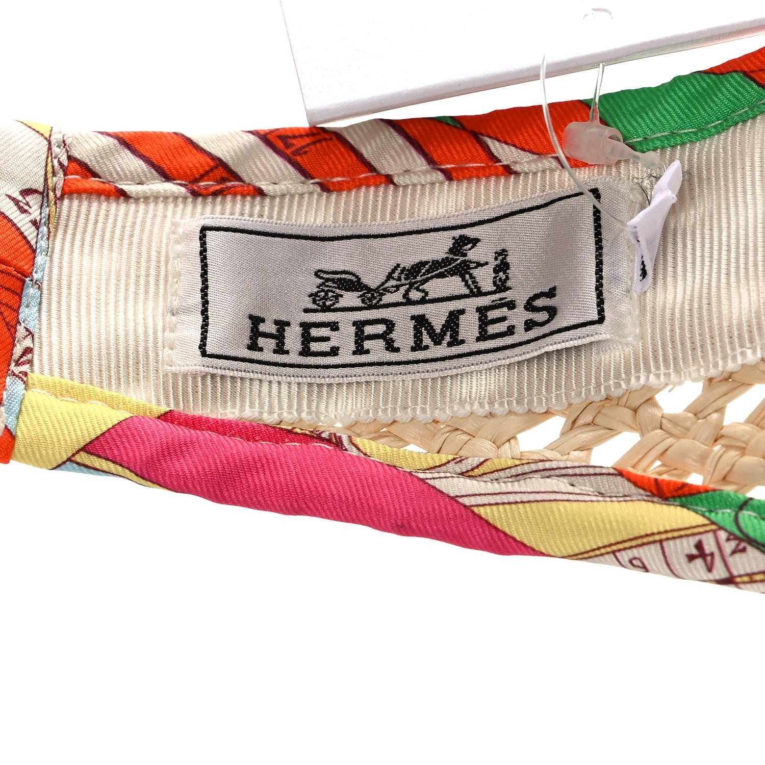 Hermes Panama Straw Woven Silk Astrologie Nouvelle Emilie Visor S Natural Amazone Pop 7 of 9