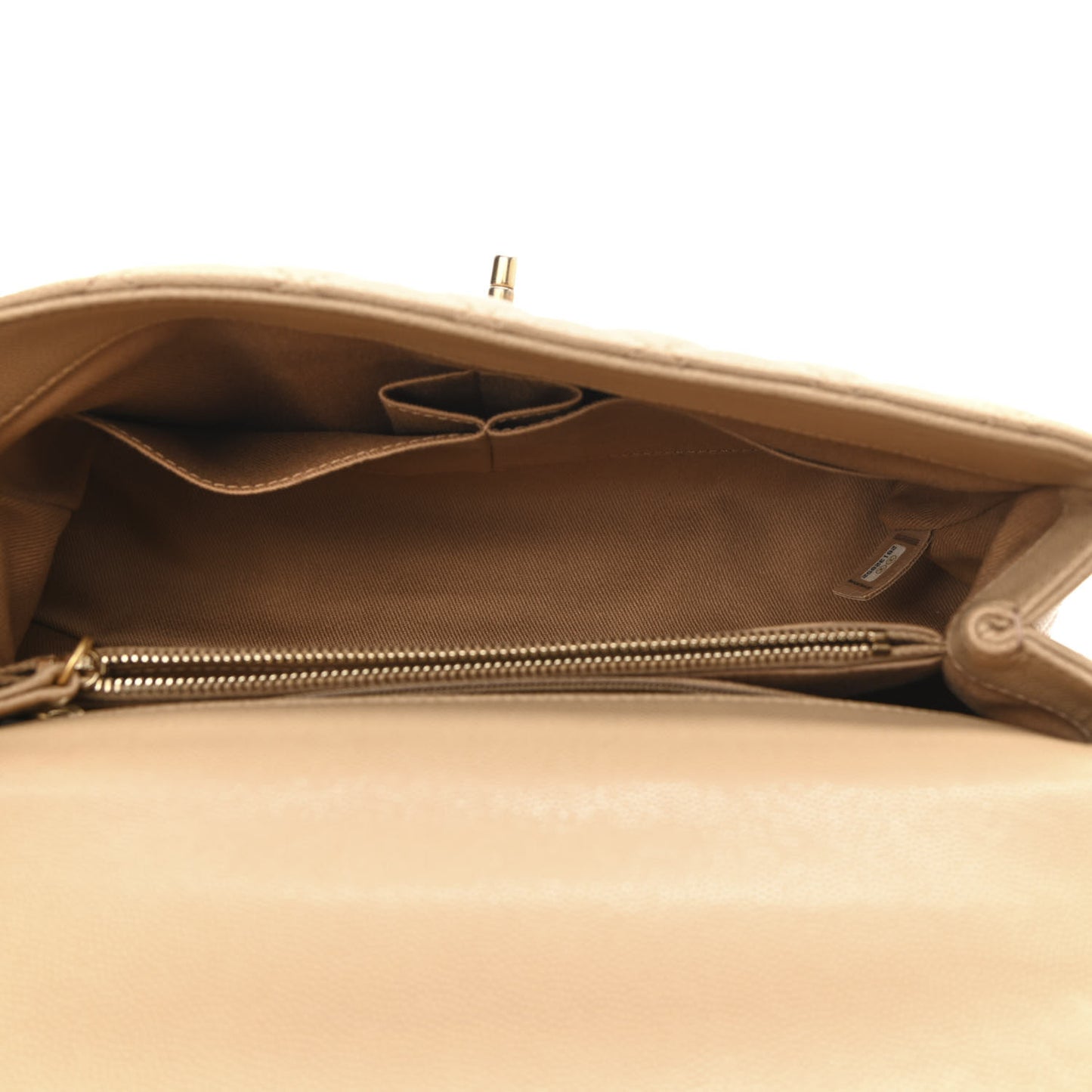 Caviar Lizard Quilted Small Coco Handle Flap Beige