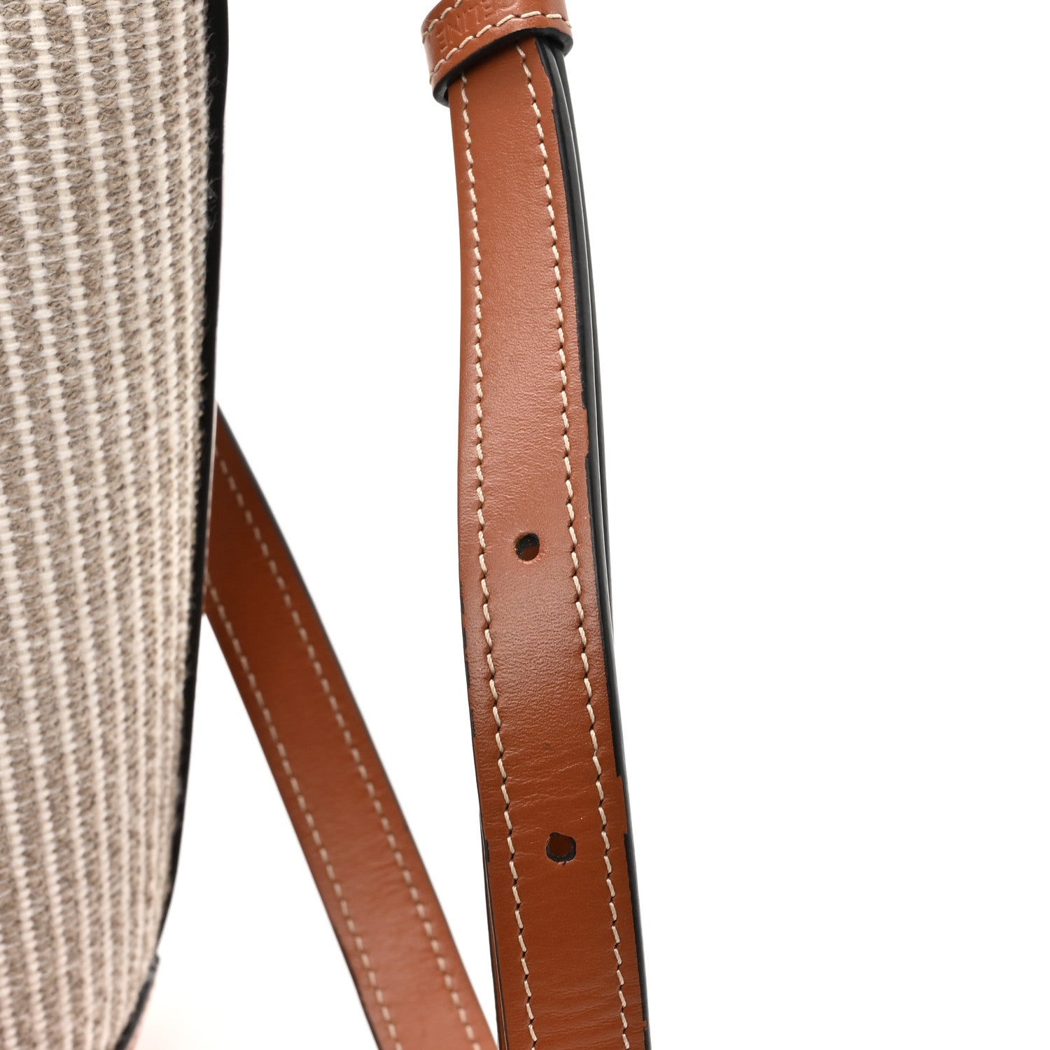 Celine Canvas Calfskin Triomphe Small Bucket Bag Vanilla Tan 11 of 11