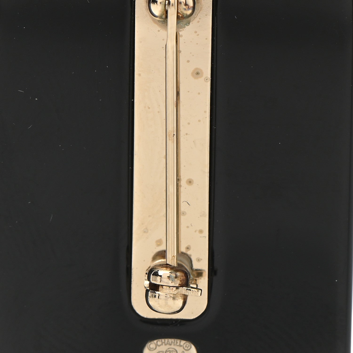 Chanel Resin Strass Perfume Bottle CC Brooch Black Gold 5 of 5