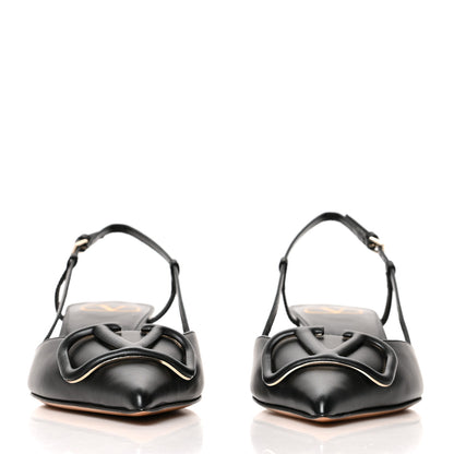 Valentino Garavani Calfskin Tonal Vlogo Slingback Pumps 38 Black 2 of 8