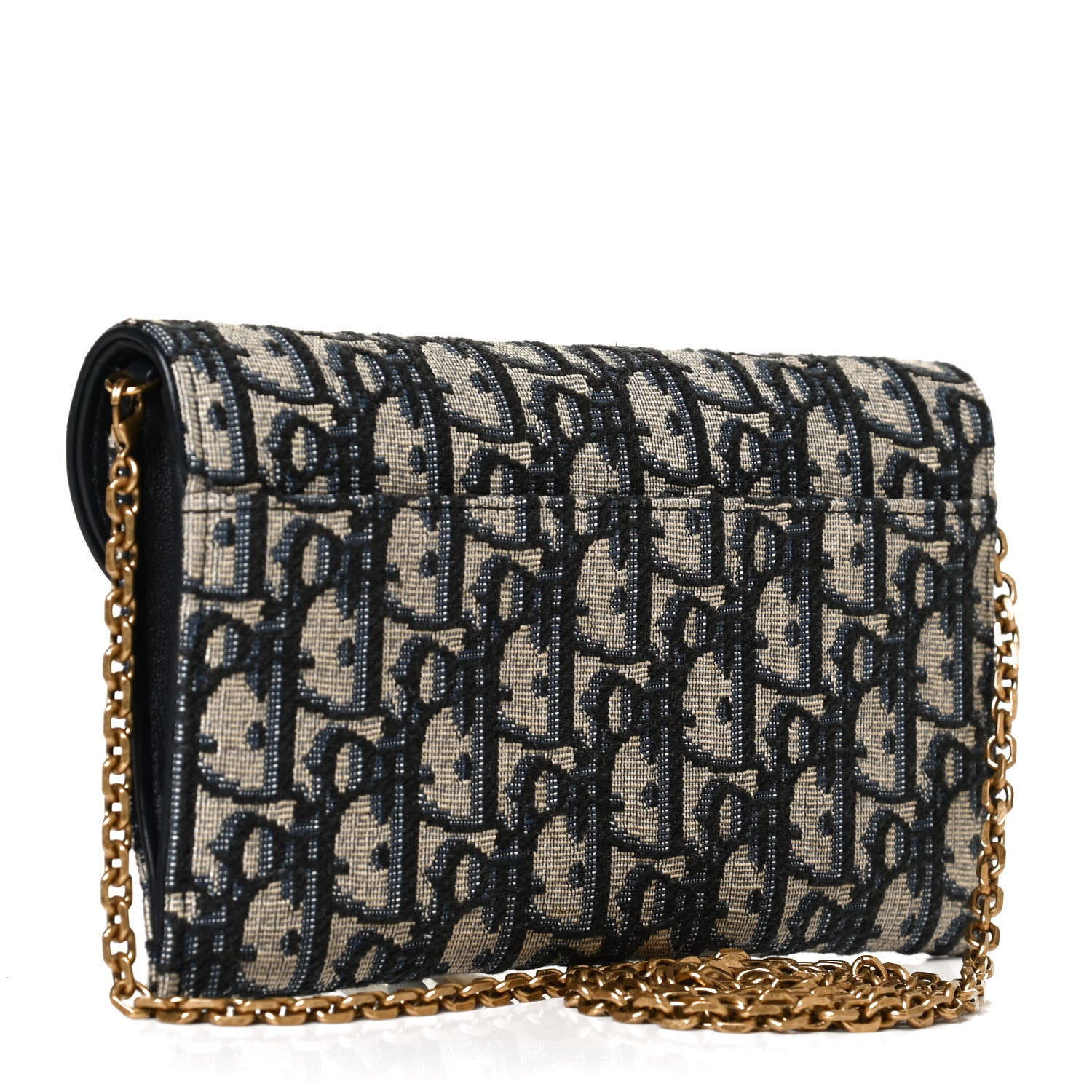 Christian Dior Oblique Saddle Chain Long Wallet Blue 3 of 13