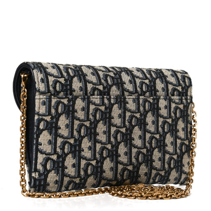 Christian Dior Oblique Saddle Chain Long Wallet Blue 3 of 13