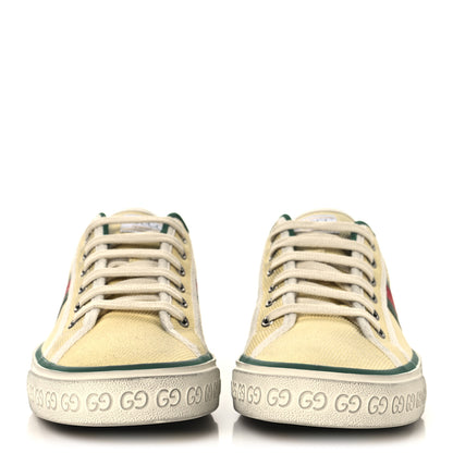 Gucci Old Tennis Tweed Web Mens 1977 Tennis Sneakers 8 Burro Mystic White 3 of 10