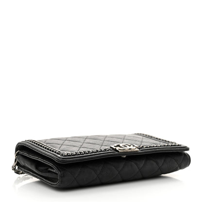 Chanel Calfskin Quilted Chain Around Boy Wallet On Removable Chain WOC Black 5 of 12