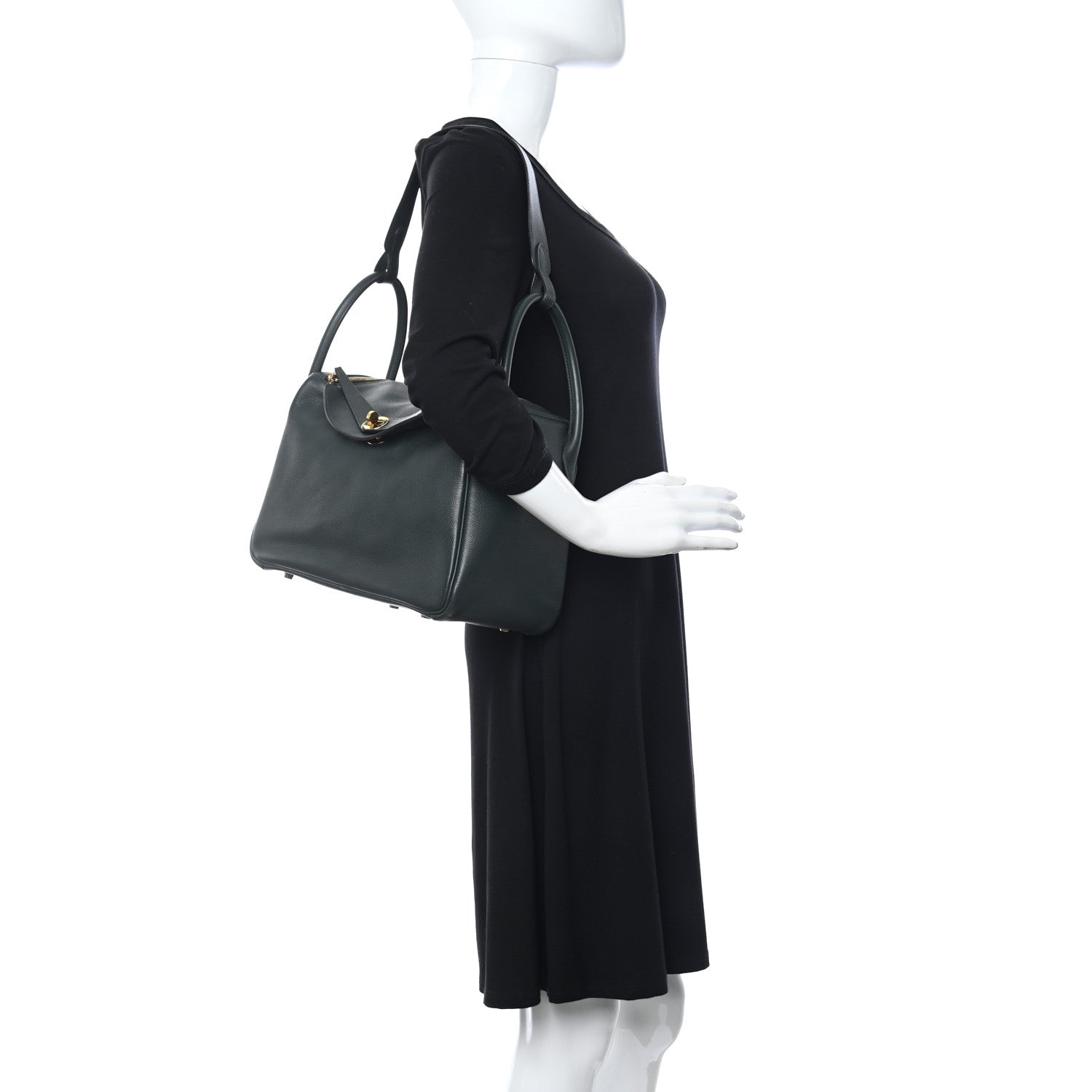 Hermes Taurillon Clemence Lindy 30 Vert Cypress 2 of 12