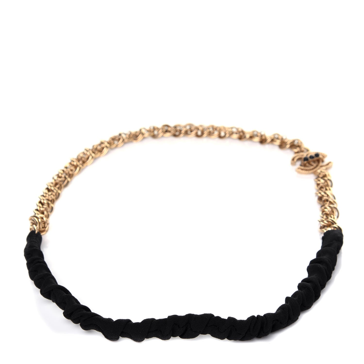 Chanel Metal Beaded CC Chain Headband Gold Black 2 of 6