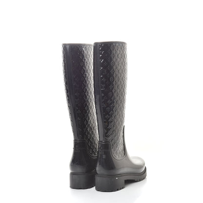 Louis Vuitton Rubber Embossed Monogram Splash Rain Boots 37 Black 4 of 12