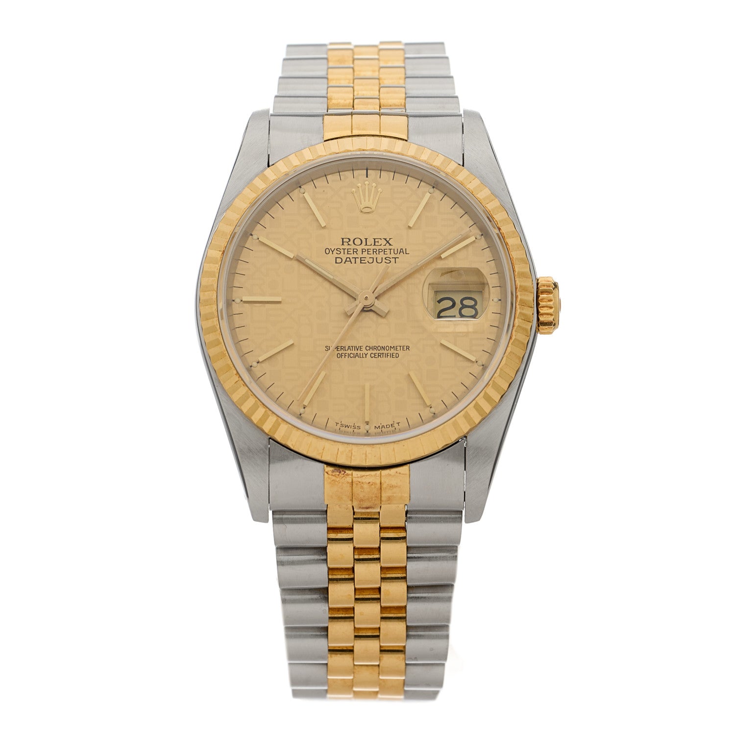 Rolex Stainless Steel 18K Yellow Gold 36mm Oyster Perpetual Datejust Watch Champagne Jubilee 16233 1 of 4
