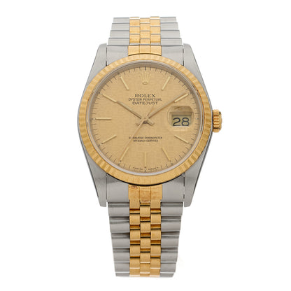 Rolex Stainless Steel 18K Yellow Gold 36mm Oyster Perpetual Datejust Watch Champagne Jubilee 16233 1 of 4