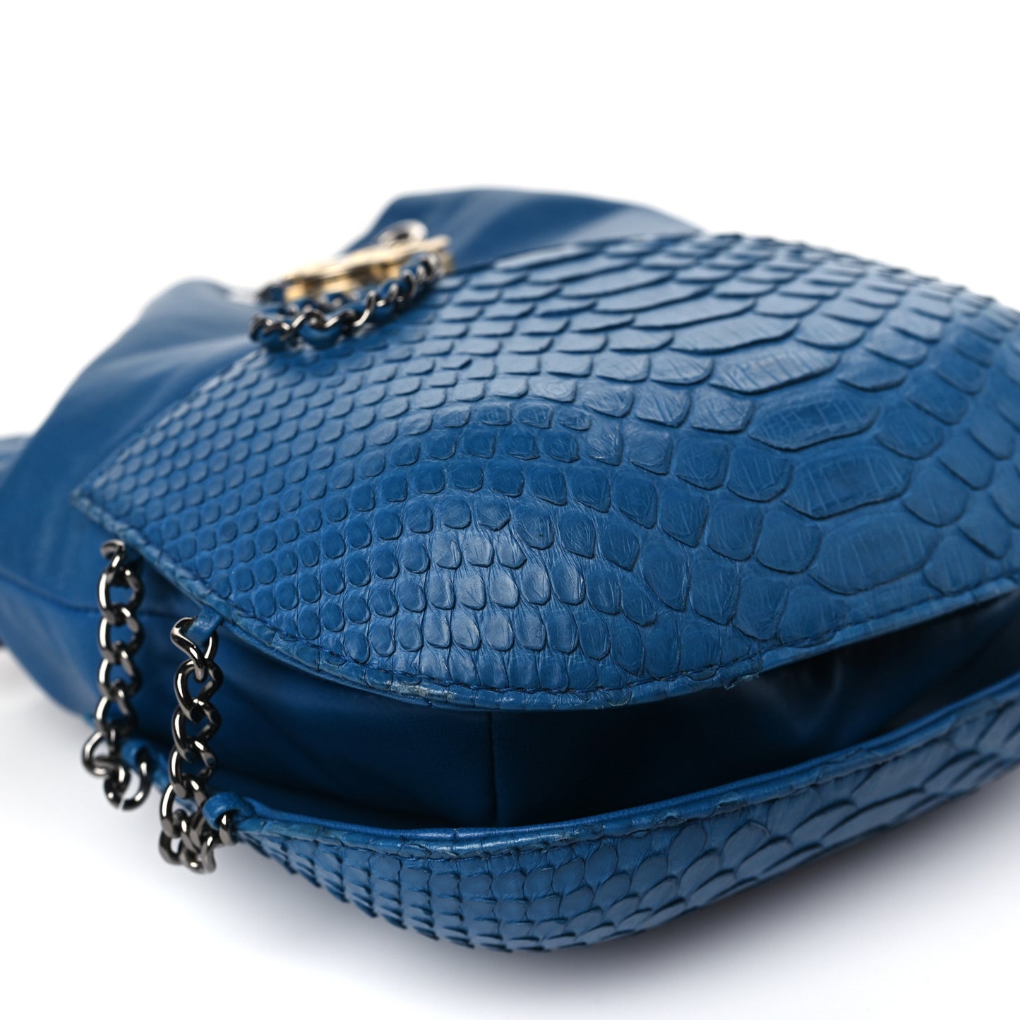 Snakeskin Calfskin Gabrielle Bucket Blue