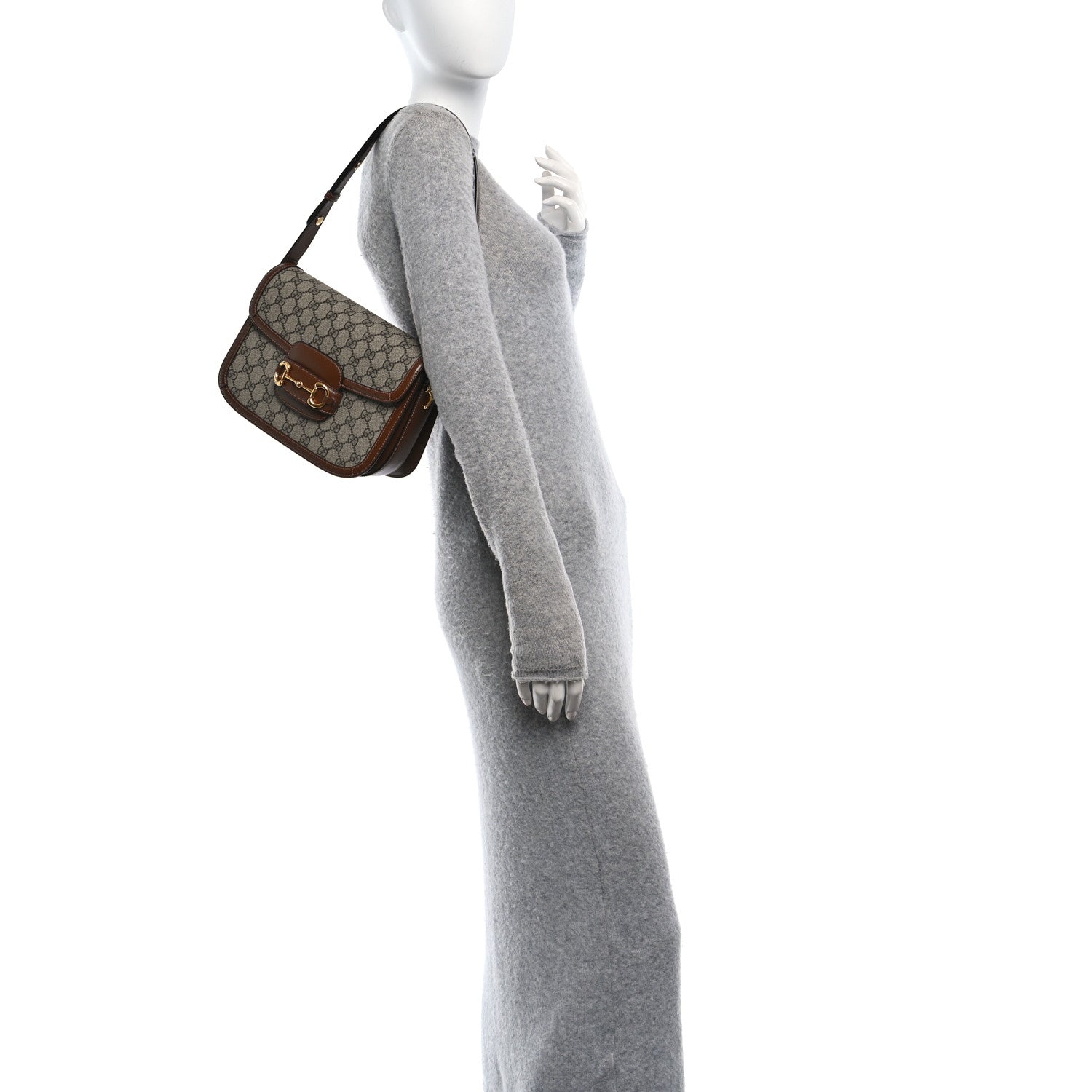Gucci GG Supreme Monogram Horsebit 1955 Shoulder Bag Beige Brown Sugar 2 of 11