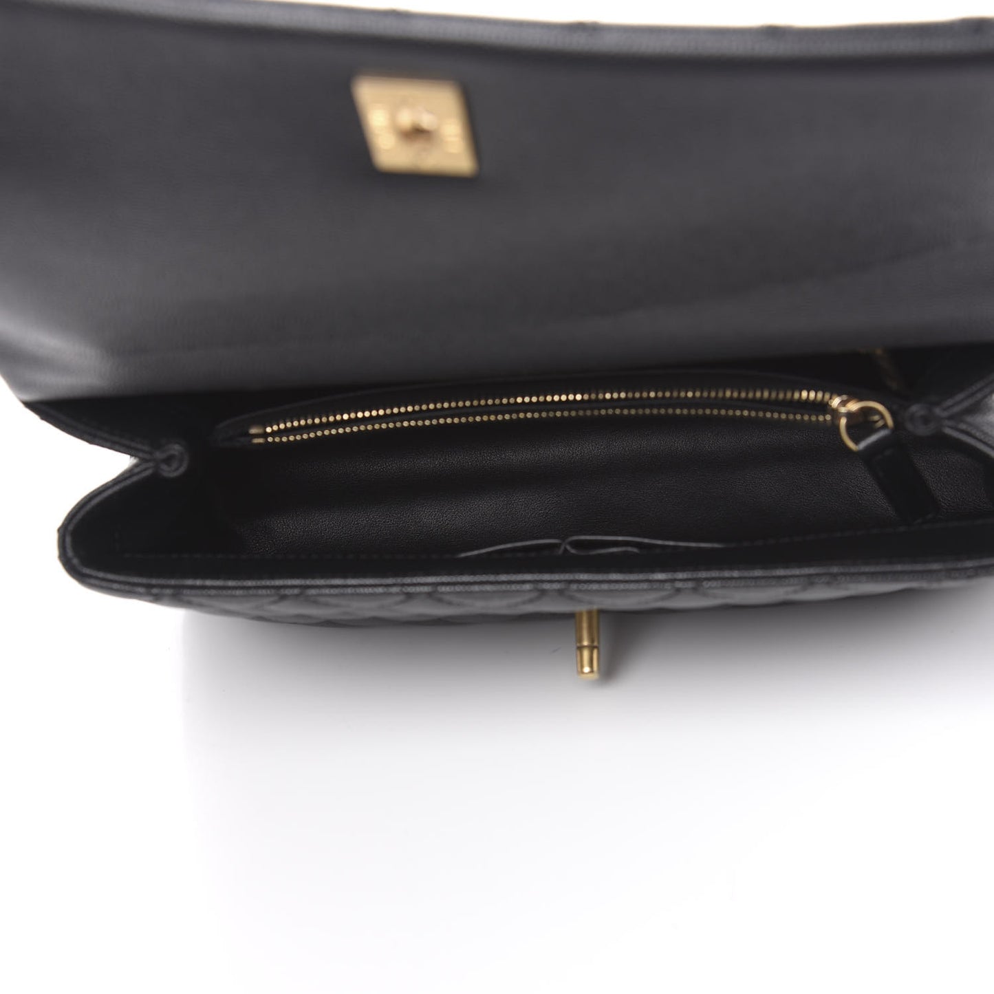 Caviar Lizard Embossed Quilted Small Coco Handle Flap Black