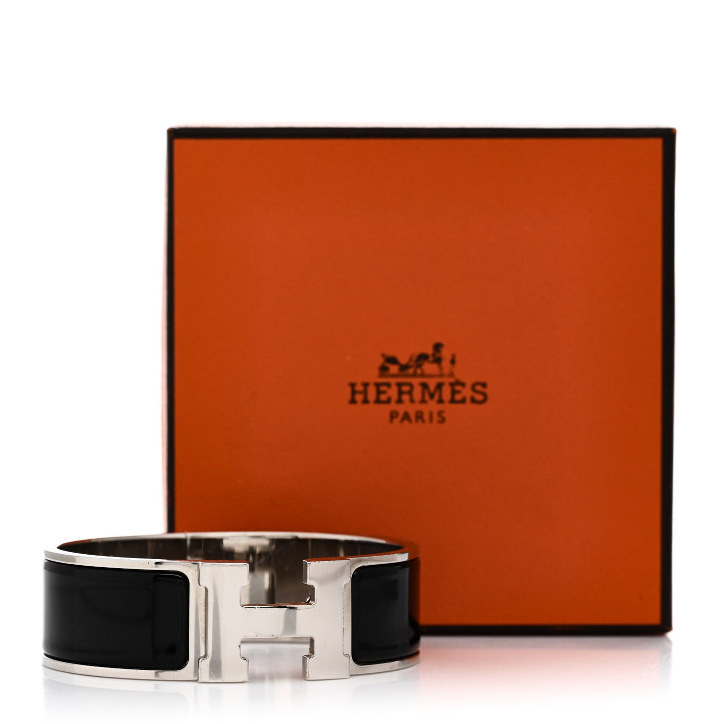 Enamel Wide Clic Clac H Bracelet GM Black