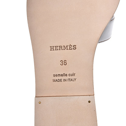 Hermes Box Calfskin Oran Sandals 36 White 7 of 9