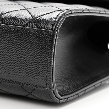 Saint Laurent Grain De Poudre Textured Mixed Matelasse Triquilt Medium Monogram Monochrome Satchel Black 8 of 8