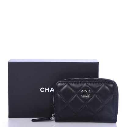 Chanel Lambskin Quilted Zip Coin Purse Black 8 of 8