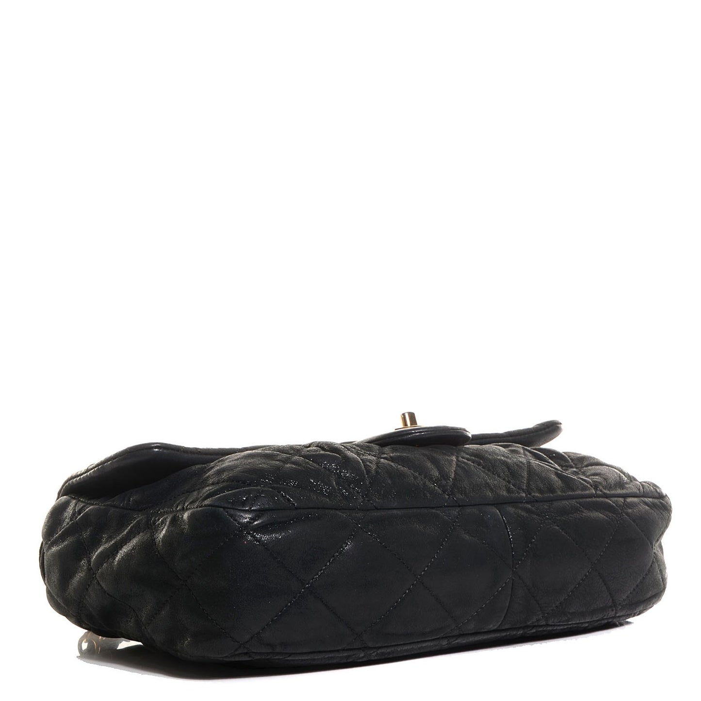 Iridescent Calfskin Chic Quilt Large Flap Black