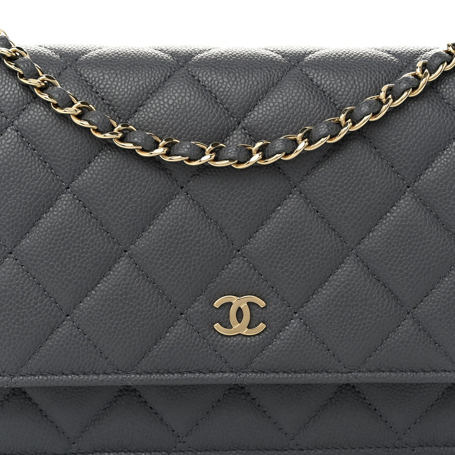 Chanel Caviar Quilted Wallet on Chain WOC Grey 7 of 10