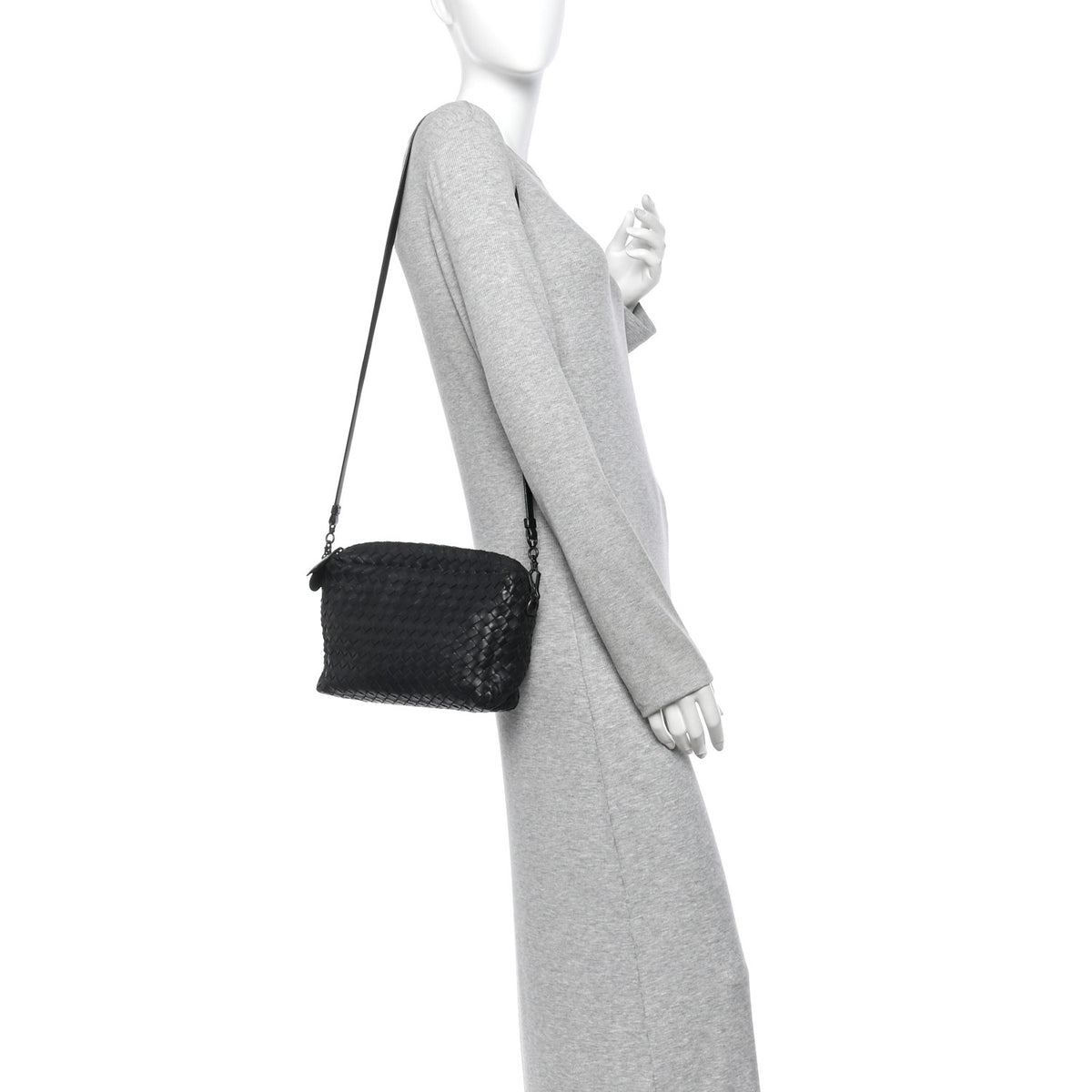 Nappa Intrecciato Crossbody Messenger Black