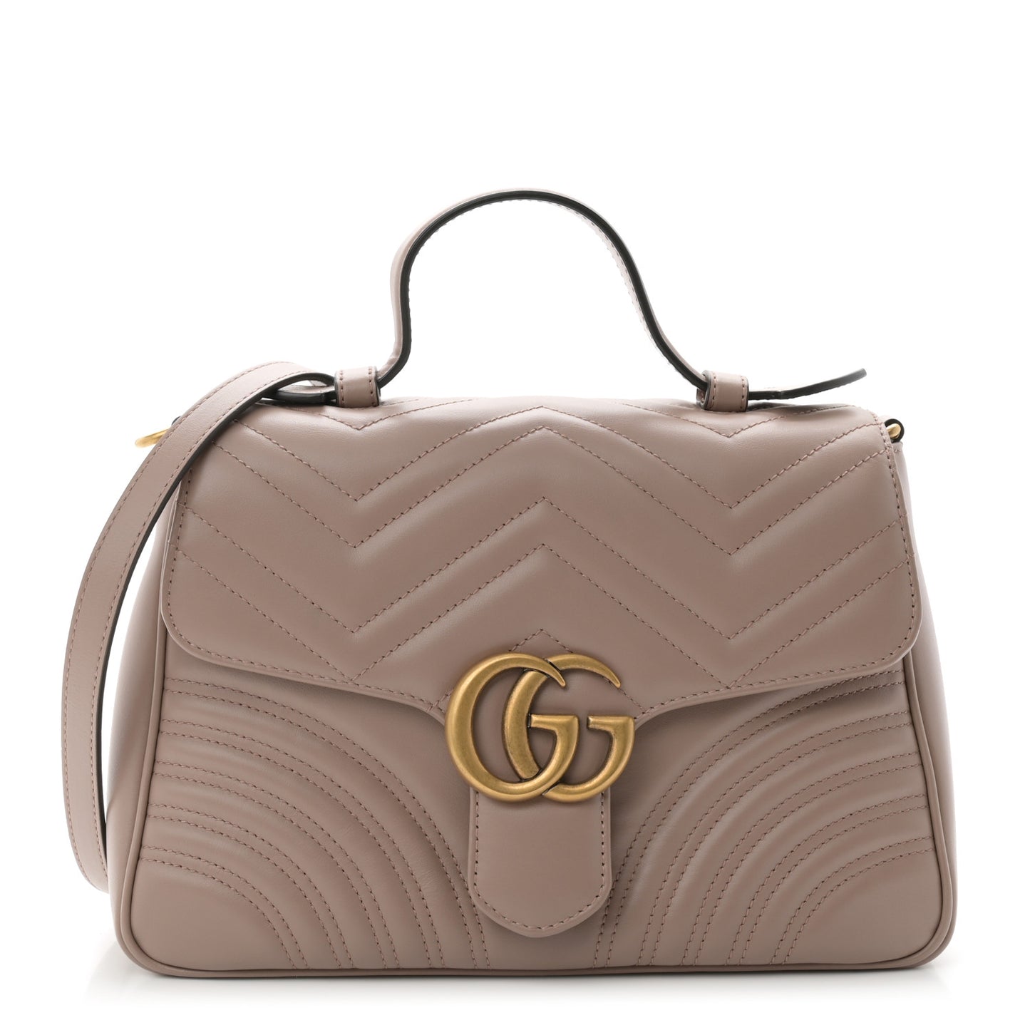 Calfskin Matelasse Small GG Marmont Top Handle Shoulder Bag  Porcelain Rose