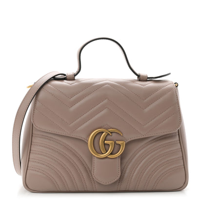 Gucci Calfskin Matelasse Small GG Marmont Top Handle Shoulder Bag  Porcelain Rose 1 of 10