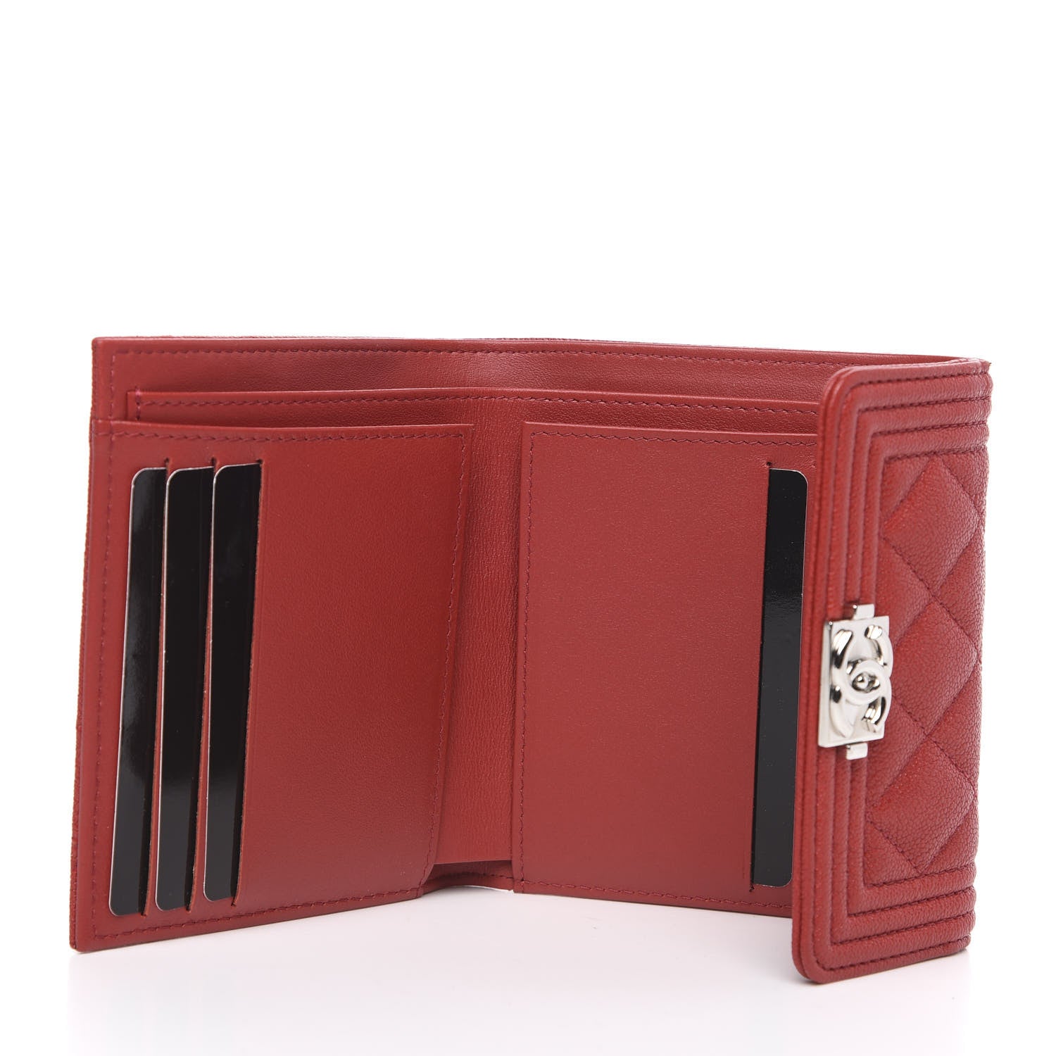 Chanel Caviar Quilted Compact Boy Wallet Red 5 of 7